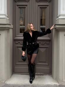 MOTF PREMIUM WATERFALL BELTED OVERCOAT - Black - View 4