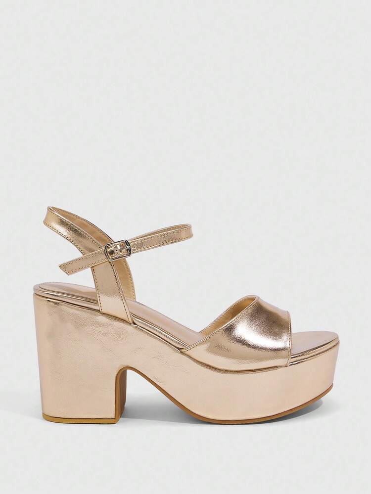 CUCCOO SZL Women's Fashion PU Leather Ankle Strap Sandals, Comfortable Wedge Thick Sole, Suitable For Commute, Date, Party, Holiday, Wedding, Valentine's Day For Christmas Spring Shoes Summer Shoes