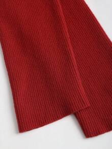 Sweetra Nouveau Top tricoté ajusté avec taille cintrée, épaule asymétrique et décorations de boutons, en rouge ample - Rouge - Voir 5