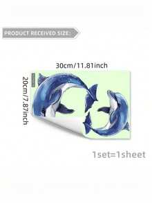 Glow-In-The-Dark Dolphin Toilet Stickers - 7.87x11.81inch PVC Bathroom Decor, Self-Adhesive Whimsical Blue & Black Dolphin Design For Home, Bathroom, And Toilet Decoration, Toilet Stickers Decals Fall Decor Bathroom Accessories - Multicolor - View 10