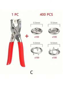 SHEIN DIY 金属按扣带紧固件钳按压工具套件，用于缝纫和手工制作（9.5 毫米），适用于衣服、背包、连体裤、缝纫和工艺品 - 銀色 - 查看 14