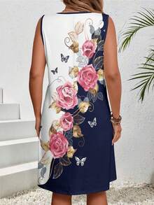 EMERY ROSE Đầm không tay cổ tròn in hoa cỡ lớn cho nữ - Nhiều màu - Xem 2