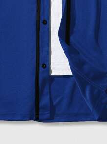 ROMWE MEN Prep 男式宽松单排扣城市标志印花短袖休闲衬衫