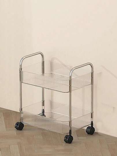 1pc Movable Trolley Storage Rack, Vloer St ing Bookshelf, Cosmetics Snack Rack Wheels, Home Office view 10