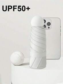 SHEIN 1 把迷你旅行遮阳伞，带保护套，小巧紧凑，防紫外线，轻便防风，适合徒步旅行