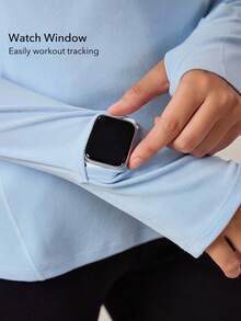 OutZeal 女士柔软拉绒表窗长袖蓝色户外T恤日常休闲 - 藍色 - 查看 2