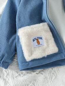 Áo khoác hoodie tai nhung cho bé trai từ 3-24 tháng tuổi có túi lớn, vải nỉ mềm mại, trang phục thời trang cho bé trai sơ sinh, quần áo trẻ em, bộ đồ cho bé trai, áo khoác cho trẻ mới biết đi - Màu xanh lam - Xem 4