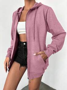 EURMUSE Bluza z kapturem zapinana na suwak, wykonana w 100% z bawełny