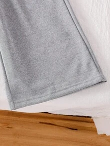 Genkimix Kids 少女韩版活力二合一长袖上衣和阔腿裤休闲两件套 - 灰色 - 查看 3