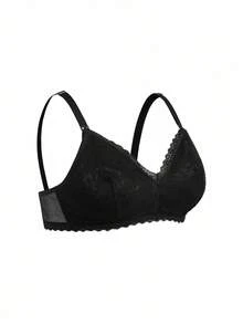 BloomMama Plus Size Maternity Solid Color Lace Nursing Bra