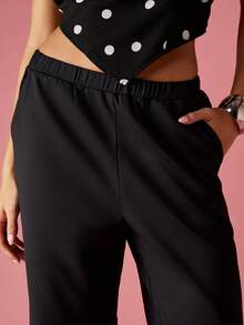 MISSGUIDED Wide Leg Palazzo Pants High Waist Casual Loose Fit Retro Elegant Evening Party Office Spring Summer Fall Fashion - Black - View 6