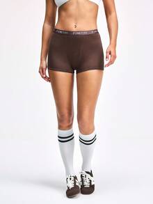 LOUNGEISTA 3pcs/Set Solid Color Letter Waistband High-Waisted Boxer Brief Underwear, Comfortable For Women, Neutral Color Clothing - Multicolor - View 3