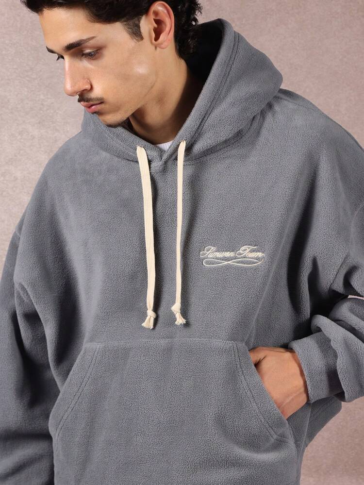 Fleece Crop Hoodie With Drawstring And Centre Pocket