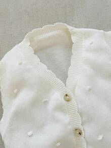 Blossori Chaleco de punto con botones delanteros elegante francés para niñas bebé en otoño/invierno - Blanco - Ver 4