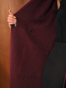 MOTF PREMIUM WOOL SHAWL COLLAR BELTED OVERCOAT - Burgundy - View 9