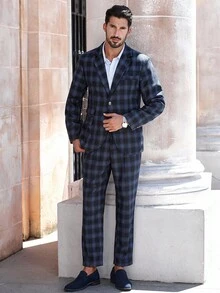 Calvornis Men's Casual Business 2 Pieces Suit, Solid Color Suit Set Jacket And Pants, Simple Fashion Casual Daily Wear Wedding Suit Prom Suit Men, Suitable For Valentine's Day Anniversary And Other Occasions, It Is A Great Gift For Your Boyfriend Or Husband. Men Plaid Suit Men Suit Set Men 2 Pieces Suit Men Blazer And Pants Men Dressy Suit