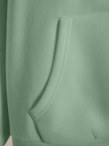 INAWLY Women's Fashionable Versatile Solid Color Drop Shoulder Long Sleeve Zip Up Sweatshirt, Autumn - Green - View 3
