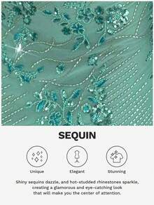 Siren Gaze 2025秋季女装新品！孔雀蓝不对称领口修身迷你连衣裙 - 刺绣珠饰亮片，性感优雅，适合工作、办公室、约会、生日、派对、万圣节 - 女士秋季时尚连衣裙，秋季衣橱必备单品 - 綠色 - 查看 2