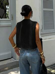 K-Vae 女式宽肩带圆领短款背心，夏季休闲装