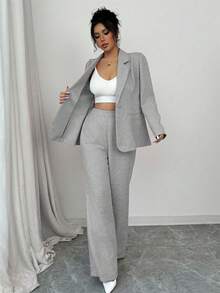 Elenzga 2 件女士优雅粉色西装套装 - 西装外套和配套裤子，适合办公室、商务、派对、情人节约会 - 黑與白 - 查看 6