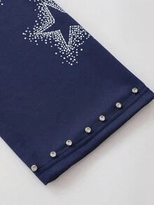 ROMWE MEN Street Life Camiseta de manga larga estampada para hombre, corte holgado y acortado - Azul - Ver 5