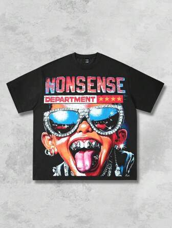 Street Life T-shirt à manches courtes avec imprimé anime pour hommes, convient pour le port quotidien au printemps/été