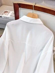 GlowEve CURVE Blusa elegante de manga farol con bordado de lentejuelas y strass para tallas grandes - Blanco - Ver 8