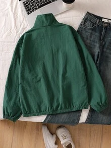 SHEIN Casual Outdoor Daily Versatile Zip-Up Long Sleeve Tween Girls Coats Fall Winter