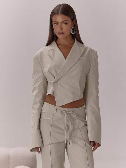 MUSERA Chaqueta corta asimétrica con envolvente elegante y sexy para ocasiones de noche, vacaciones, oficina, otoño, capas, invierno, fiesta, otoño