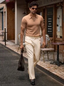 Manfinity VCAY Men's Casual Striped Wide Leg Flare Pants - Multicolor - View 1