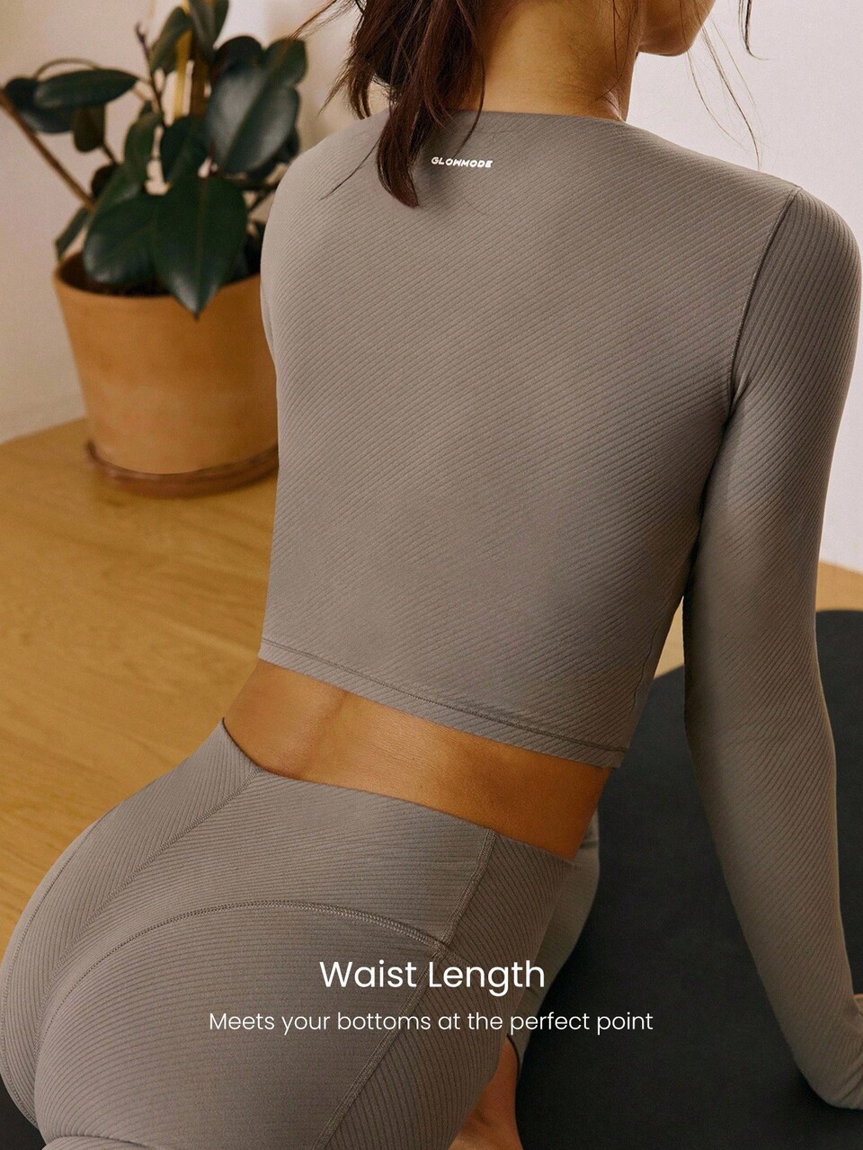 FeatherFit™- Ribbed Soft Flex Sheer Asymmetrical Collar Pleats Thumbholes Long-Sleeve Top Yoga Pilates Removable Cups Spring