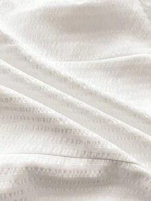 青少年女孩白色修身弧形下摆图案衬衫、条纹衬衫、学院风衬衫、白衬衫、百搭百搭衬衫、青少年衬衫，适合年轻女孩 - 白色 - 查看 6