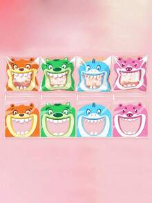 SHEIN 100 Pcs Per Pack, 4-In-1 Cartoon Pattern Party Gift Baking Bags, Self-Adhesive Gift Packaging Bags - Multicolor - View 2