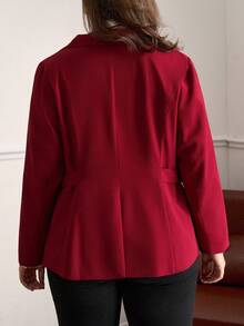 Chikora Blazer informal de talla grande para mujer con puños y solapa a rayas, blazers de talla grande de otoño para mujer, blazers de talla grande rojos, blazer rojo de mujer de talla grande, blazers de oficina de talla grande para mujer, chaqueta de traje de talla grande roja para mujer de invierno y otoño - Rojo - Ver 8