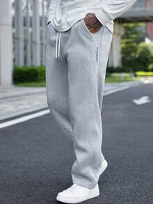 Manfinity Homme Men's Solid Color Drawstring Waist Pocket Casual Sweatpants