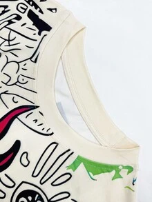 Manfinity Dauomo maglietta casual a maniche lunghe con scollo rotondo, stampa con lettera e teschio, per uomo