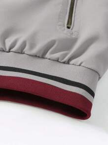 Manfinity Homme Herren Langarm Lässig Kontrast Farbige Gestreifte Jacke, Frühling/Herbst, Outdoor Windjacke - Grau - Übersicht 6