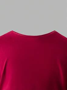 Sparklyn 女孩秋冬两件套，酒红色可爱蝴蝶结印花长袖 T 恤 + 刺绣蝴蝶结牛仔裤休闲装，适合日常、旅行、度假、万圣节 - 酒紅色 - 查看 3