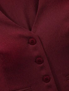 Sweetra 女士休闲修身无袖背心 - 酒紅色 - 查看 4