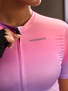 Powerista 女士渐变色短袖拉链骑行服