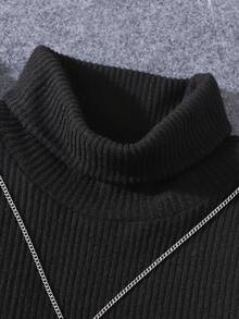 SHEIN Sparklyn 3 件套女童休闲格子衬衫（带口袋）、长袖上衣和紧身裤，适合年龄较大的青少年女孩 - 黑色 - 查看 3