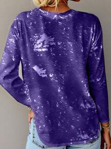 INAWLY Halloween Pumpkin Digital Print Long Sleeve T-Shirt For Women, Autumn Fall Top - Purple - View 2