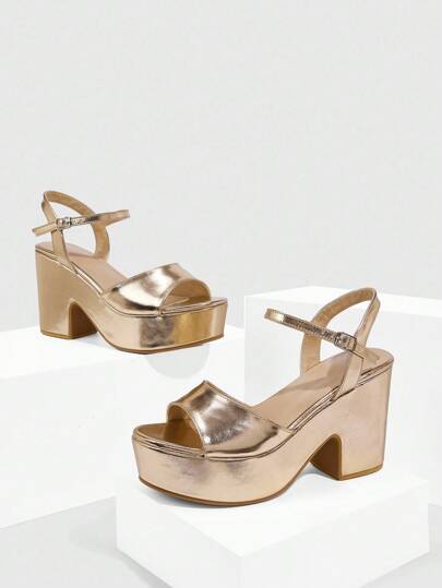 CUCCOO SZL 女士时尚 PU 皮革踝带凉鞋，舒适坡跟厚底，适合通勤、约会、派对、节日、婚礼、情人节