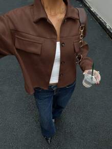 Siren Gaze 休闲落肩纽扣大衣，秋季