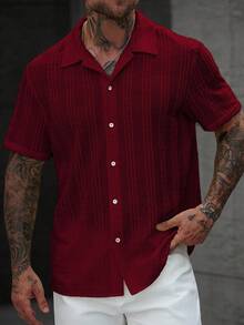 Manfinity RSRT 3 piezas Camisas de punto de manga corta casual y arrugada para hombres, para verano y vacaciones - Rojo - Ver 6