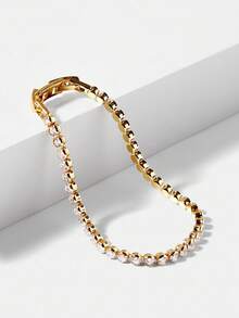 MOTF PREMIUM Pulsera de tenis con diamantes redondos enchapada en oro de 18K para mujeres - Amarillo Oro - Ver 6