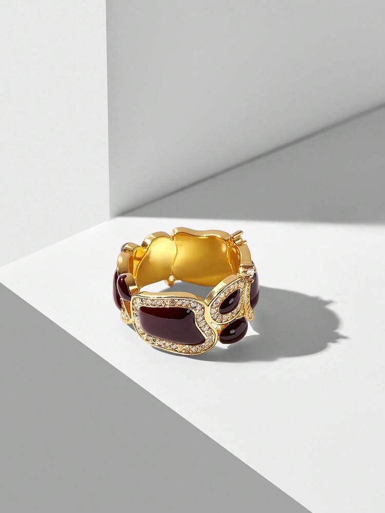 18K GOLD PLATED CRYSTAL DECORATED WOMEN'S SINGLE RING