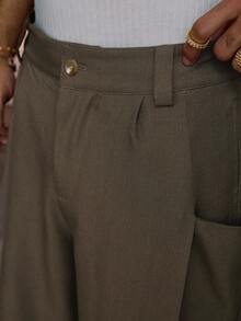 AXEPEAK Quần short nam dệt túi rộng rãi màu trơn thường ngày - xanh quân đội - Xem 5