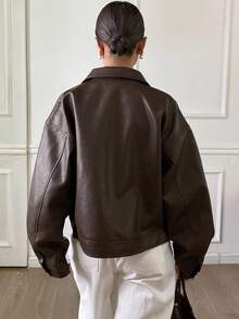 DAZY Autumn/Winter New Loose Casual Thick PU Women Regular Jacket