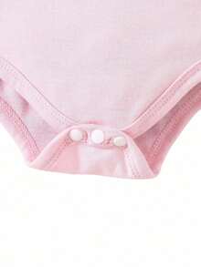 Bộ đồ liền thân tay ngắn họa tiết chữ dễ thương cho trẻ sơ sinh, mùa hè - Hồng - Xem 4